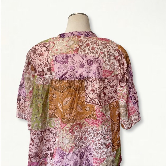 Johnny Was Bertha Top Flowy Bohemian Patchwork Shirt Size Medium - Picture 10 of 16